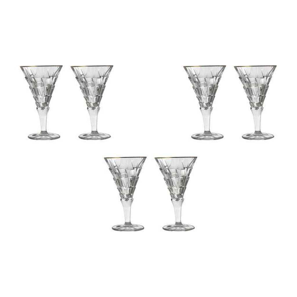 Bohemia Crystal Glass Set Of 6 Pieces - 2700017 - 180 ml - Gold Edge