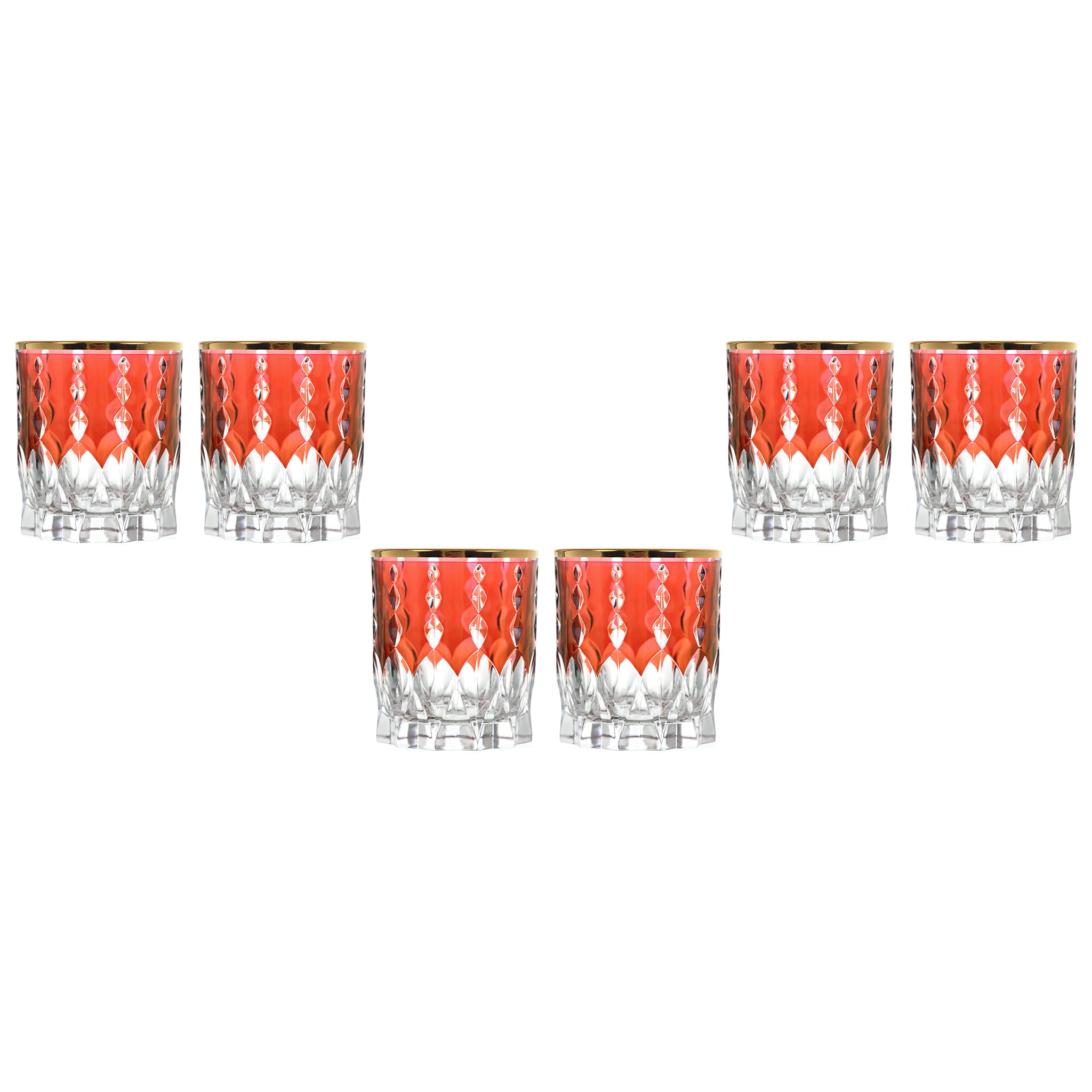RCR Italy - Tumbler Glass Set 6 Pieces - Red & Gold - 310ml - 380003158