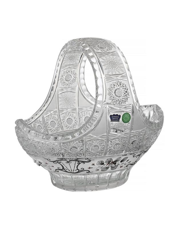 Bohemia Crystal - Crystal Basket - Light Silver & Floral Design - 25x24 cm - 270004250
