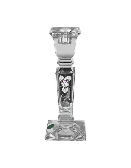 Squared Bohemia Crystal  Candle Holder - Silver - 270004254