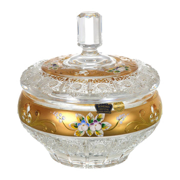 Bohemia Crystal - Crystal Box - Gold & Floral Design - 16cm - 270004334