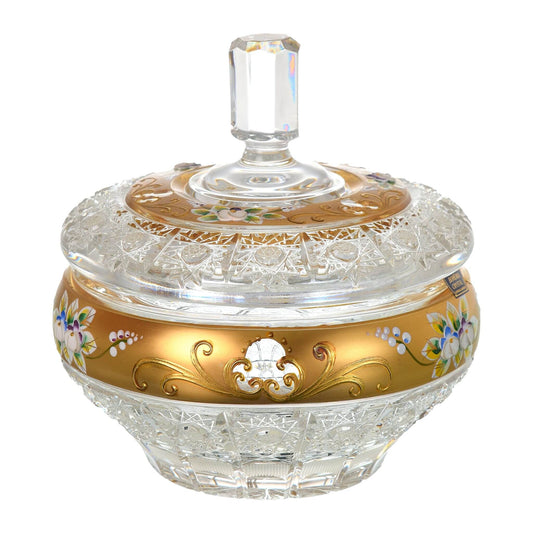 Bohemia Crystal - Crystal Box - Gold & Floral Design - 16cm - 270004334