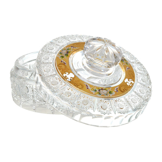 Bohemia Crystal - Crystal Box - Gold & Floral Design - 18cm - 270004335