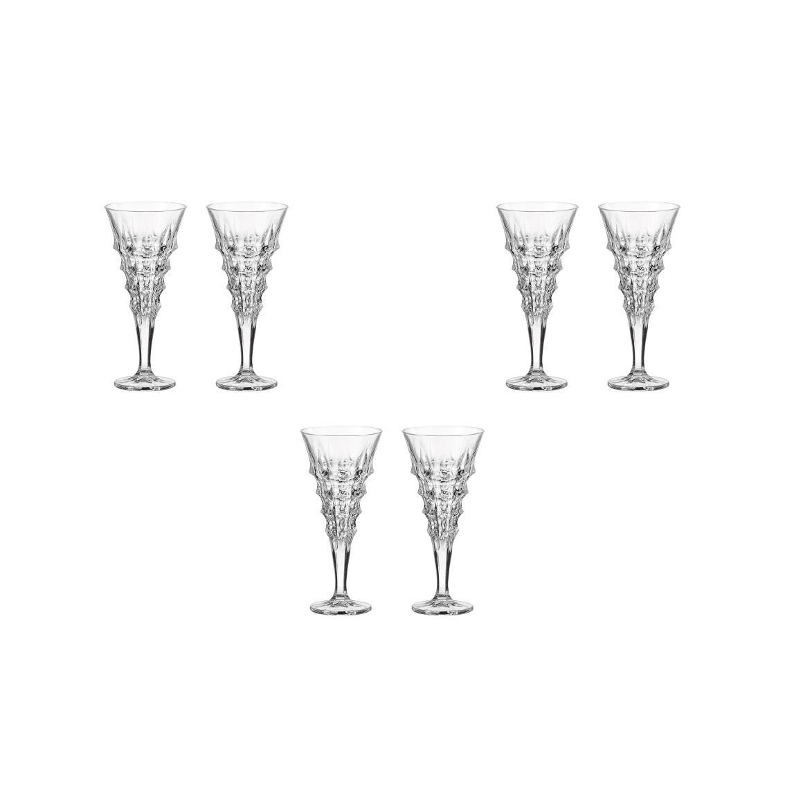 Bohemia Crystal Flute Glass Set 6 Pieces 240ml 270005025