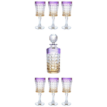 Bohemia Crystal - Diamond Drink Set 7 Pieces - Gold & Purple - 270006683