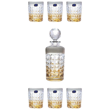 Bohemia Crystal - Diamond Drink Set 7 Pieces - Grey & Gold - 270006759