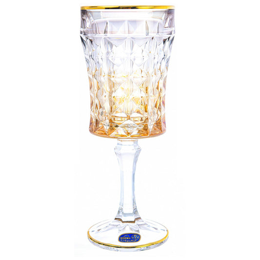 Bohemia Crystal - Goblet Glass Set 6 Pieces - Grey & Yellow - 200ml - 270006766