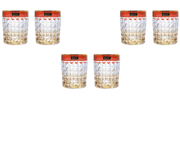 بوهيميا كريستال - طقم أكواب زجاج ألماس 6 قطع - أحمر وذهبي - 230 مل - 270006770