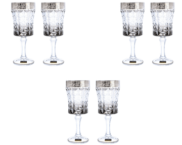 Bohemia Crystal - Goblet Glass Set 6 Pieces - Grey & Silver - 200ml - 270006781