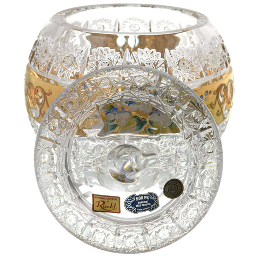 Bohemia Crystal - Crystal Box With Floral Design - Gold - 18cm - 270008295