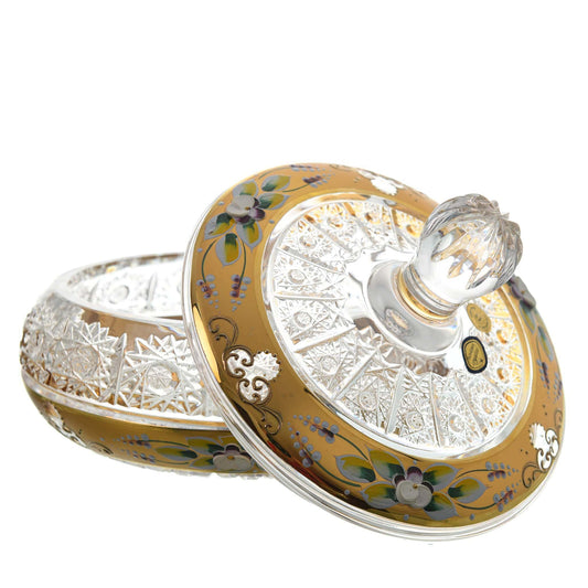 Bohemia Crystal - Crystal Box - Gold - Floral Design - 16.5cm - 270009064
