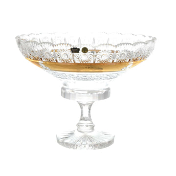Bohemia Crystal - Crystal Plate With Base - Gold & Floral Design - 30.5cm - 270009102