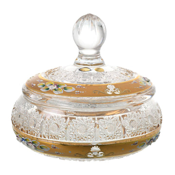 Bohemia Crystal - Crystal Box - Gold - Floral Design - 17cm - 270009246