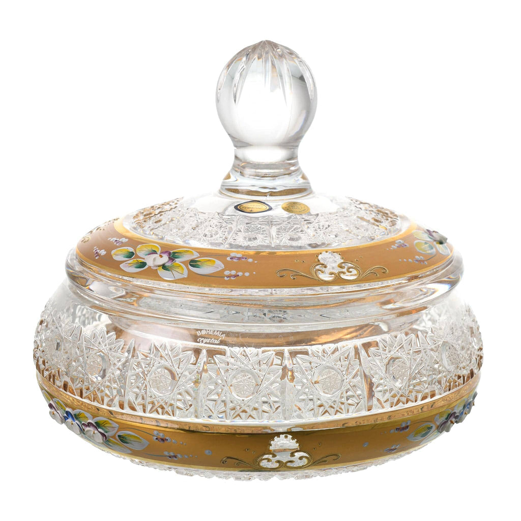 Bohemia Crystal - Crystal Box - Gold - Floral Design - 17cm - 270009246
