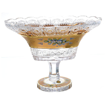 Bohemia Crystal - Crystal Plate With Base - Gold With Floral Design - 22cm - 270009258