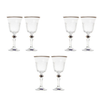 Bohemia Crystal - Goblet Glass Set 6 Pieces - Silver - 185ml - 39000678