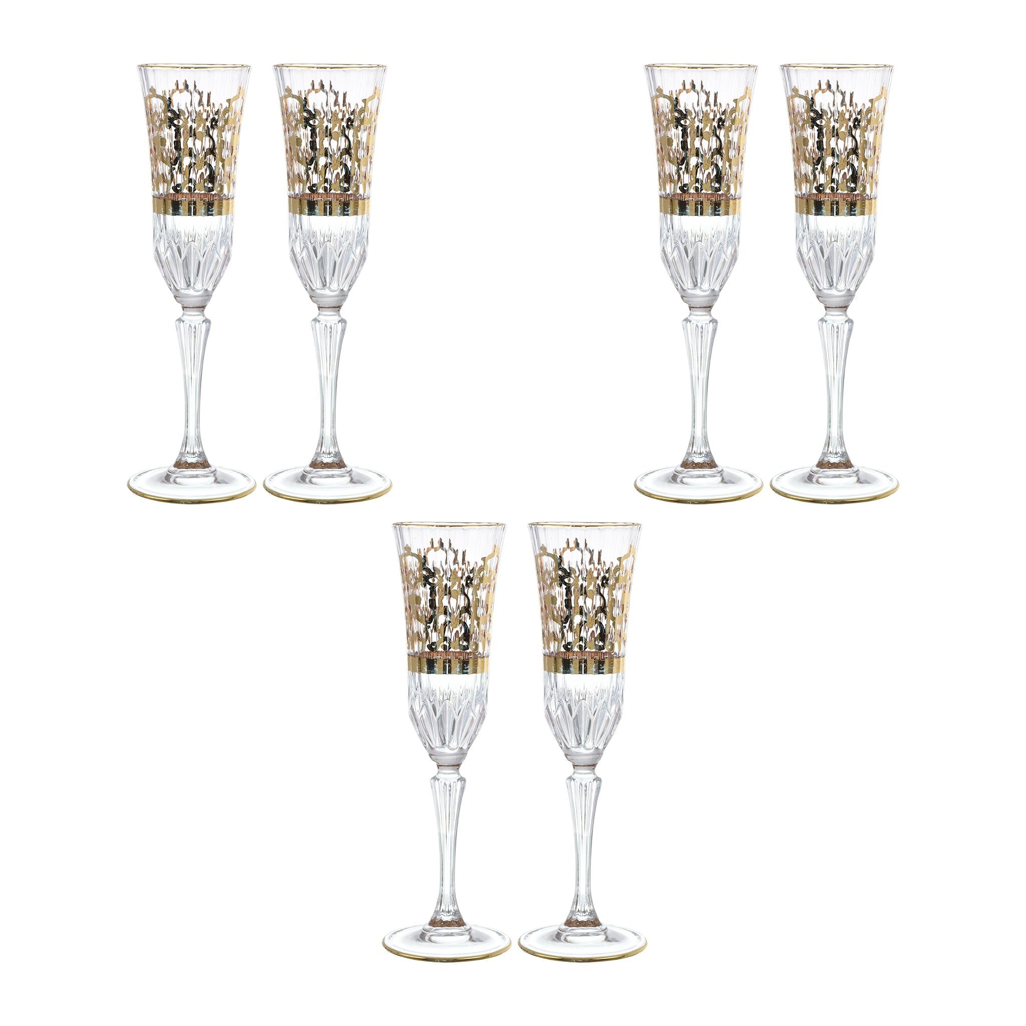 RCR Italy - Flute Glass Set 6 Pieces - Gold - 190ml - 380003051