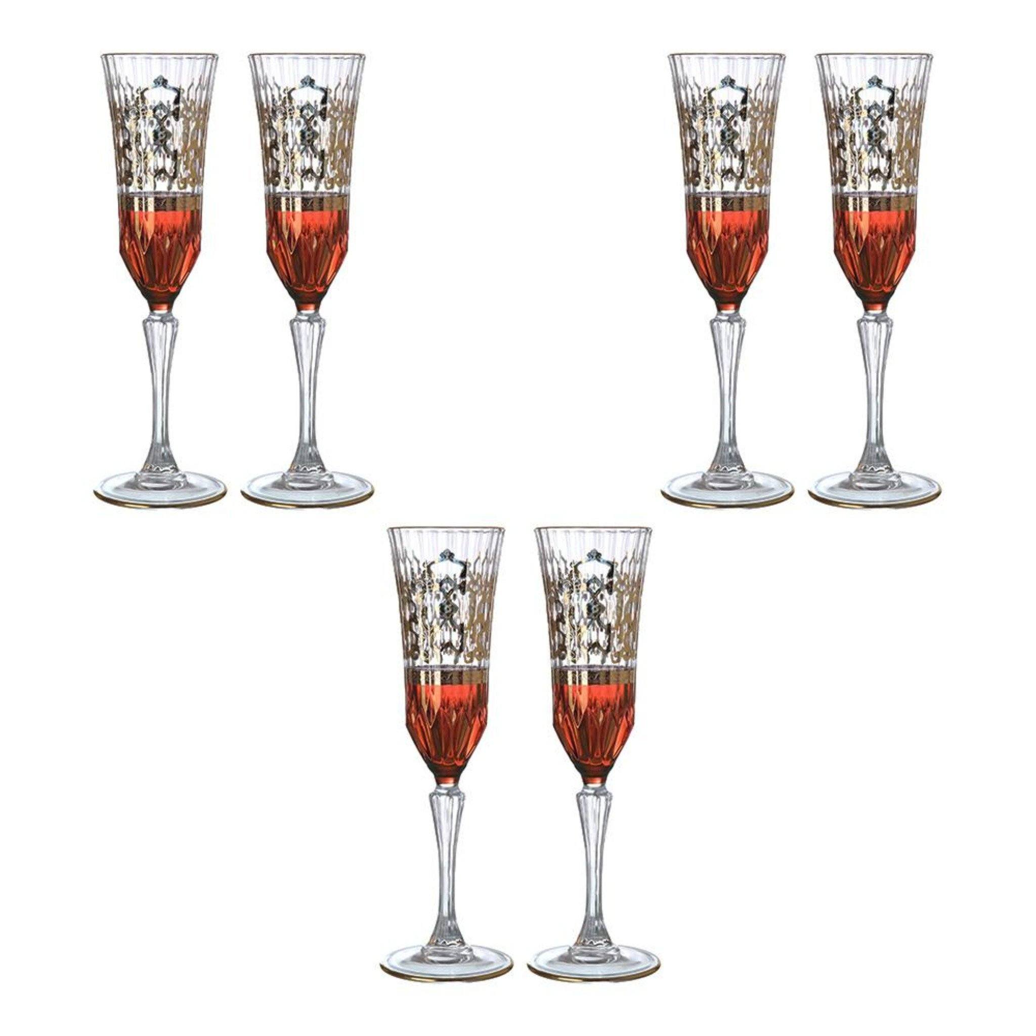 RCR Italy - Flute Glass Set 6 Pieces - Red & Gold - 180ml - 380003058