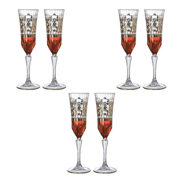 RCR Italy - Flute Glass Set 6 Pieces - Red & Gold - 180ml - 380003058