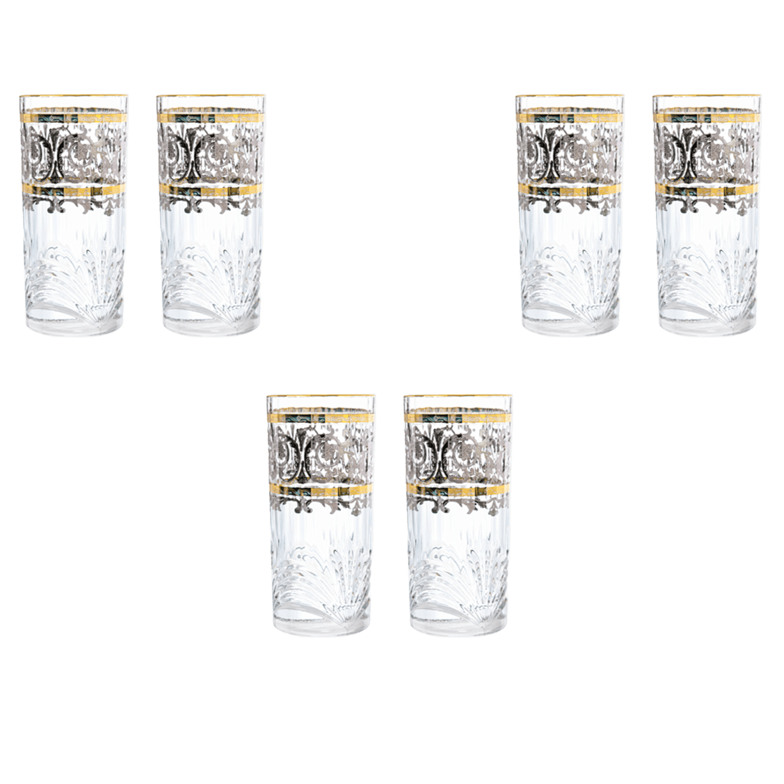 RCR Italy - Highball Glass Set 6 Pieces - Silver & Gold - 370ml - 380003074