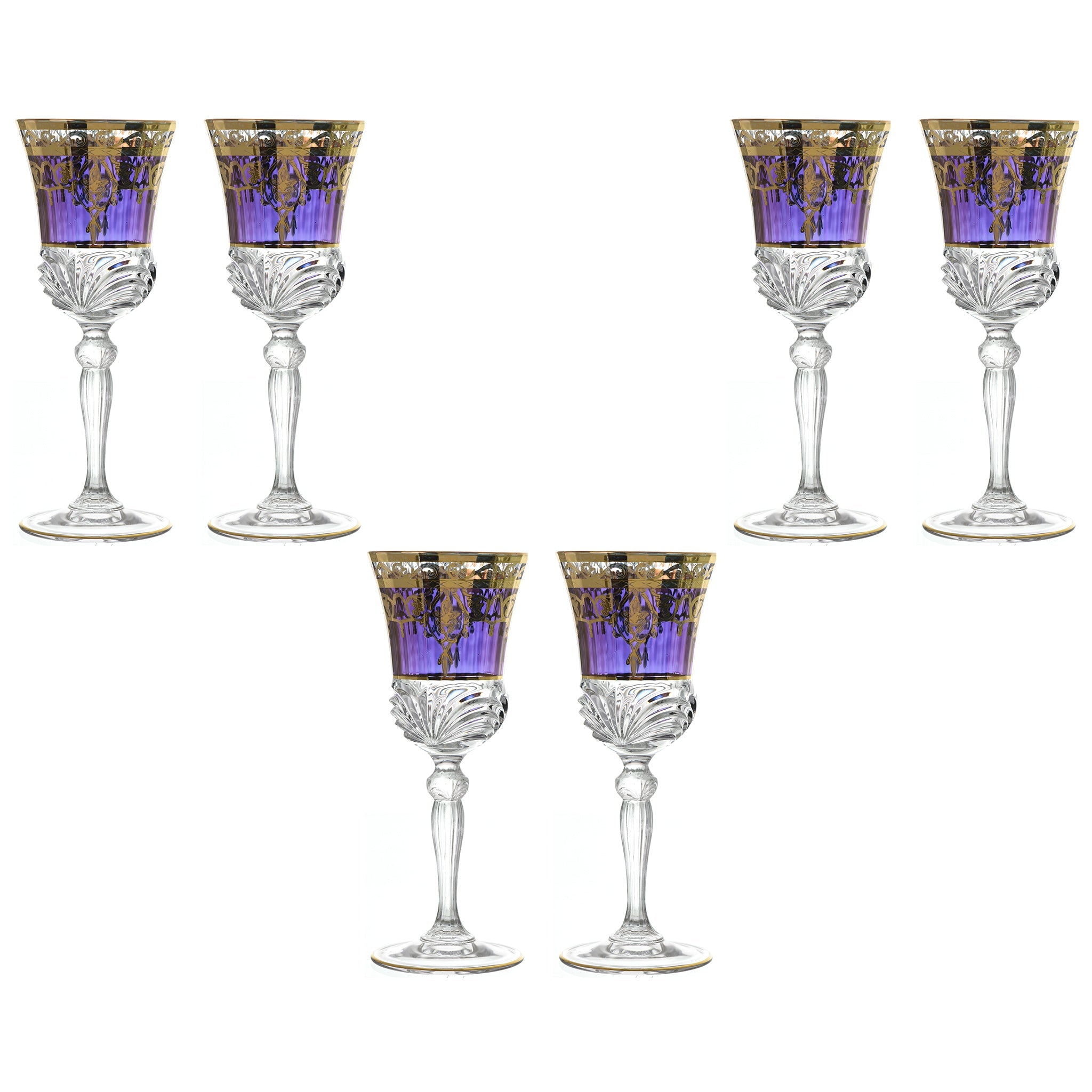 RCR Italy - Goblet Glass Set 6 Pieces Gold & Purple - 220ml - 380003076
