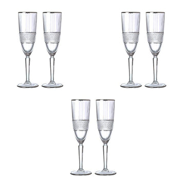 RCR Italy - Flute Glass Set 6 Pieces - Silver - 190ml - 380003095