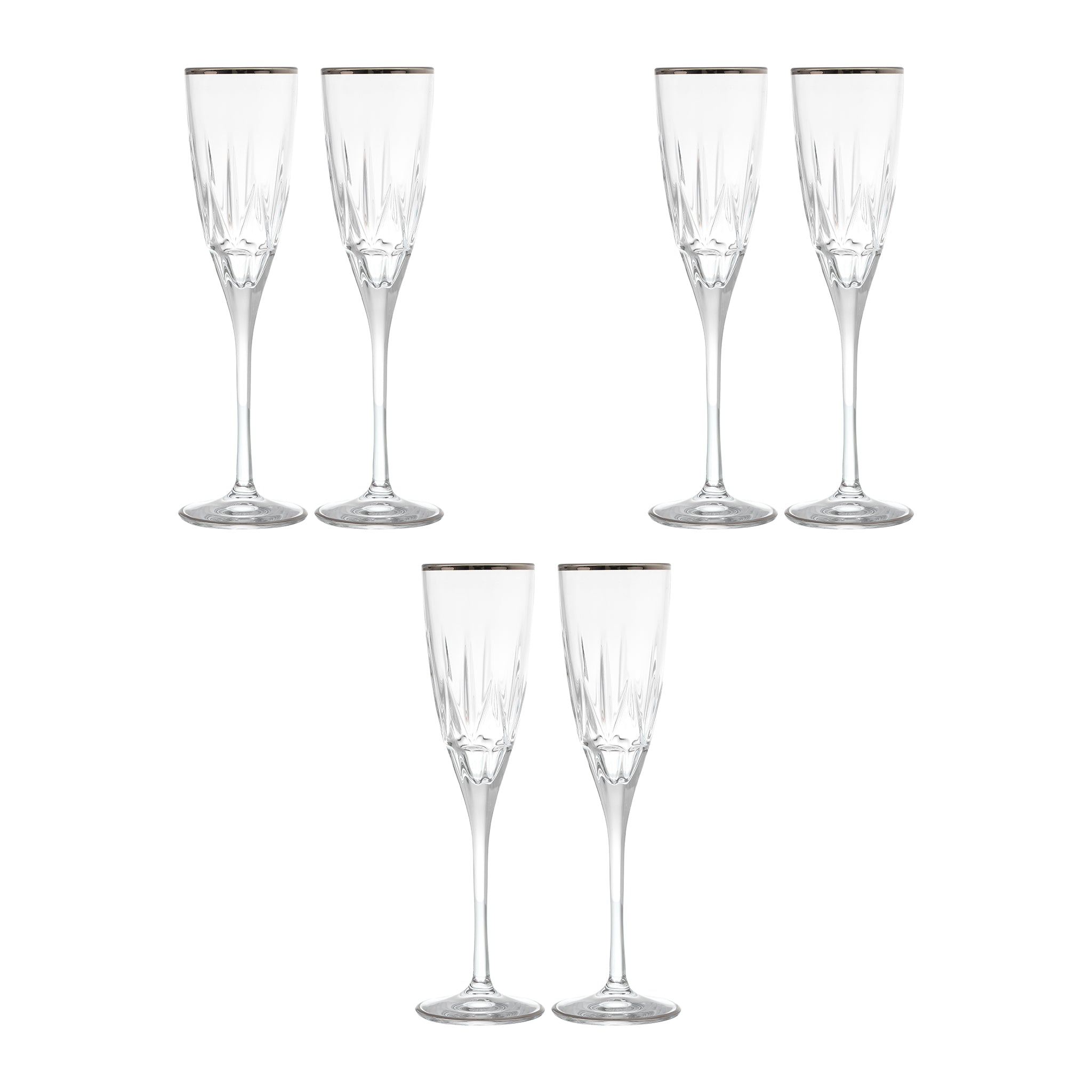 RCR Italy - Flute Glass Set 6 Pieces - Silver - 210ml - 380003125