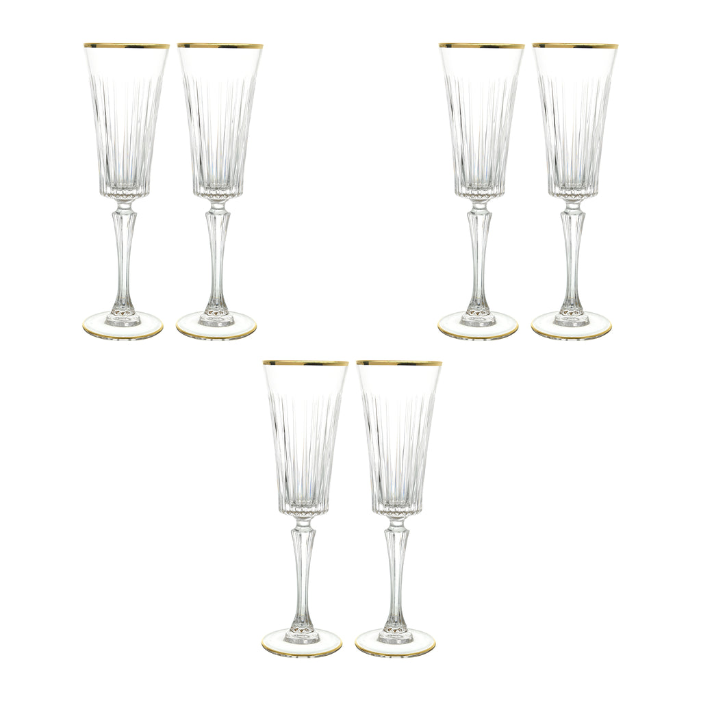 RCR Italy - Flute Glass Set 6 Pieces - Gold - 210ml - 380003131