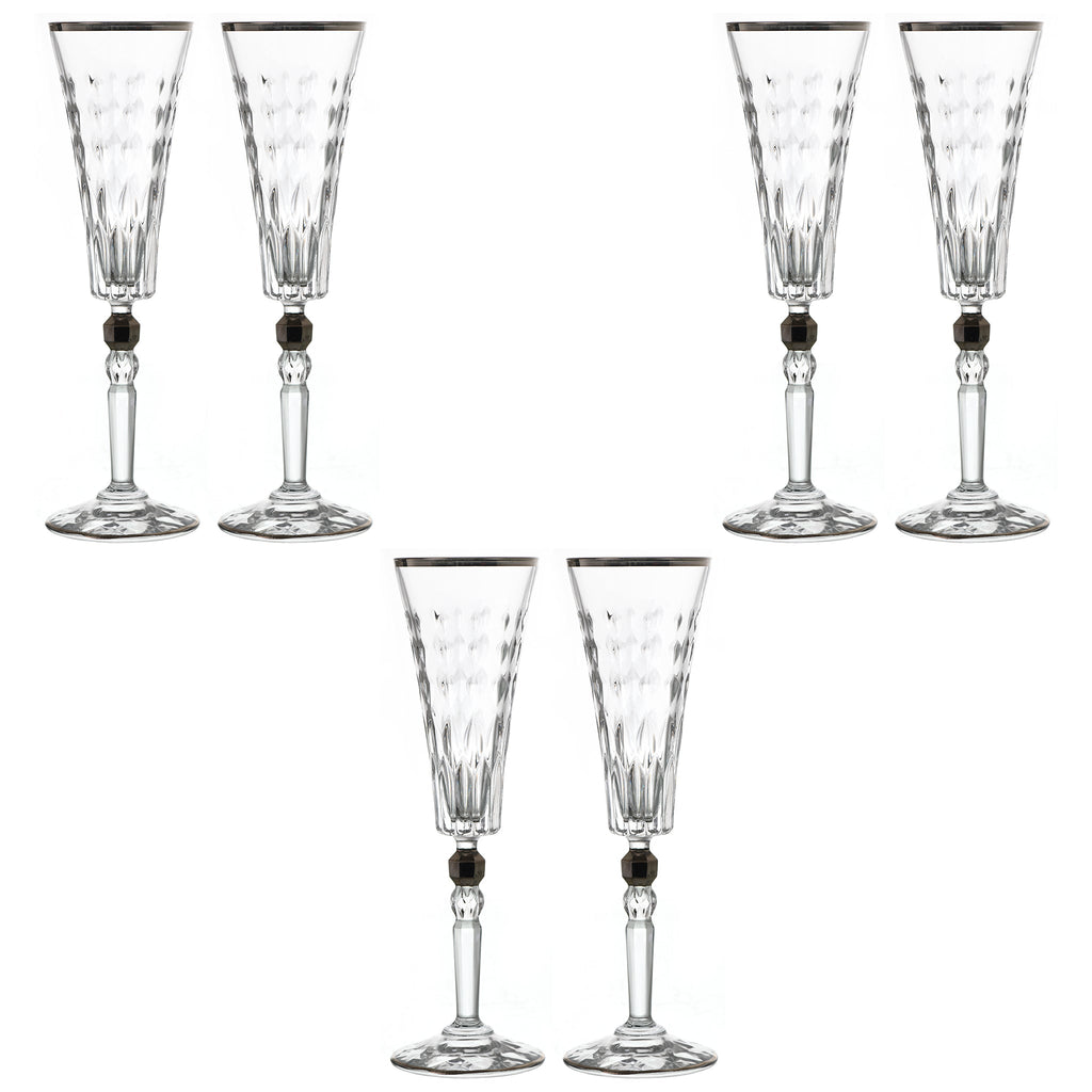 RCR Italy - Flute Glass Set 6 Pieces - Silver - 180ml - 380003167