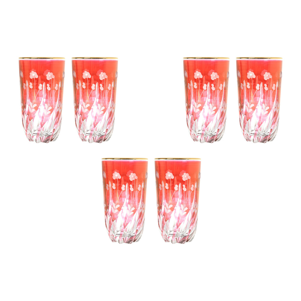 RCR Italy - Highball Glass Set 6 Pieces - Red & Gold - 360ml - 380003184