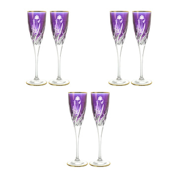 RCR Italy - Flute Glass Set 6 Pieces - Purple & Gold - 120ml - 380003186