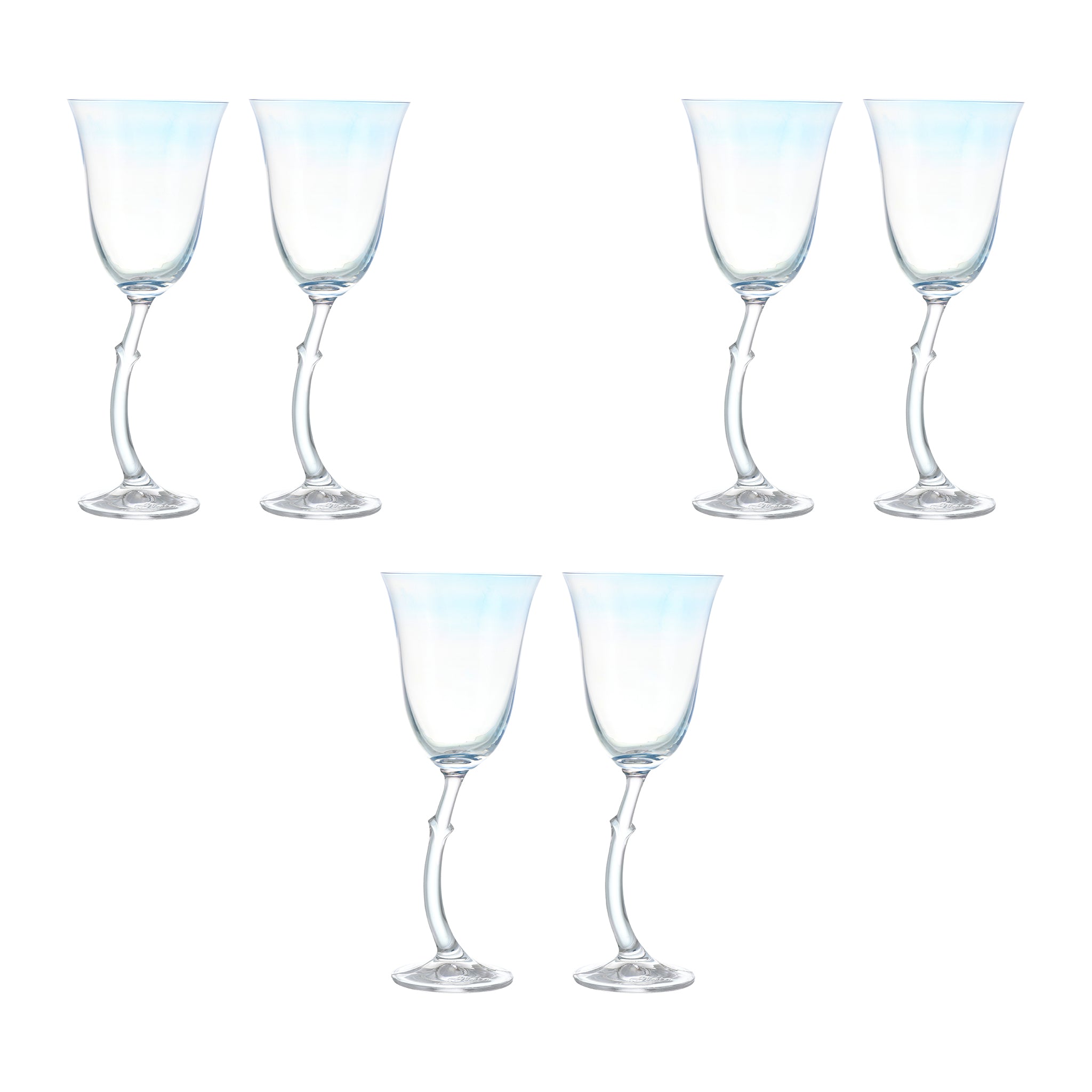 Bohemia Crystal - Goblet Glass Set 6 Pieces - Blue - 185ml - 3900010101
