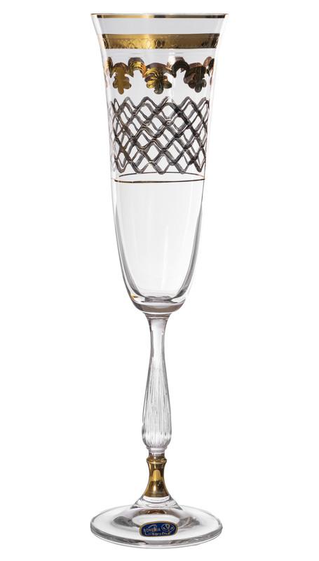 Bohemia Crystal Glass Set Of 6 Pieces - 39000602 - 190 ml - Silver & Gold