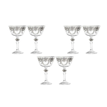 Bohemia Crystal - Cocktail Glass Set 6 Pieces - Silver - 220ml - 39000662