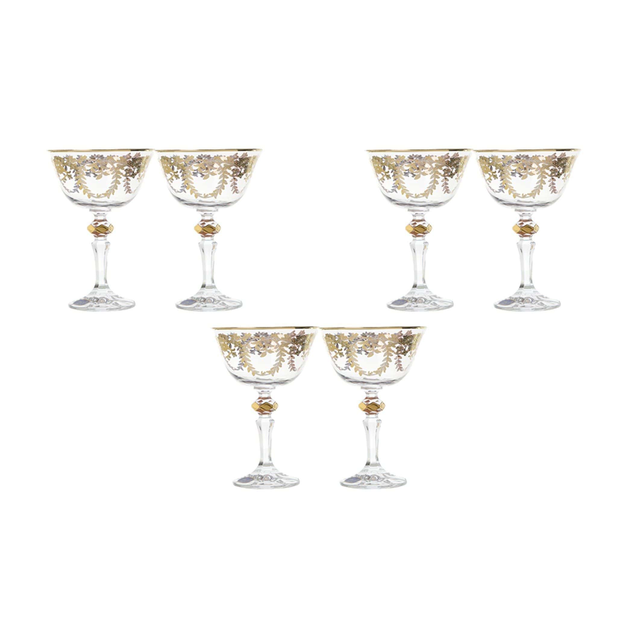 Bohemia Crystal Cocktail Glass Set 6 Pieces Gold 220ml 39000663