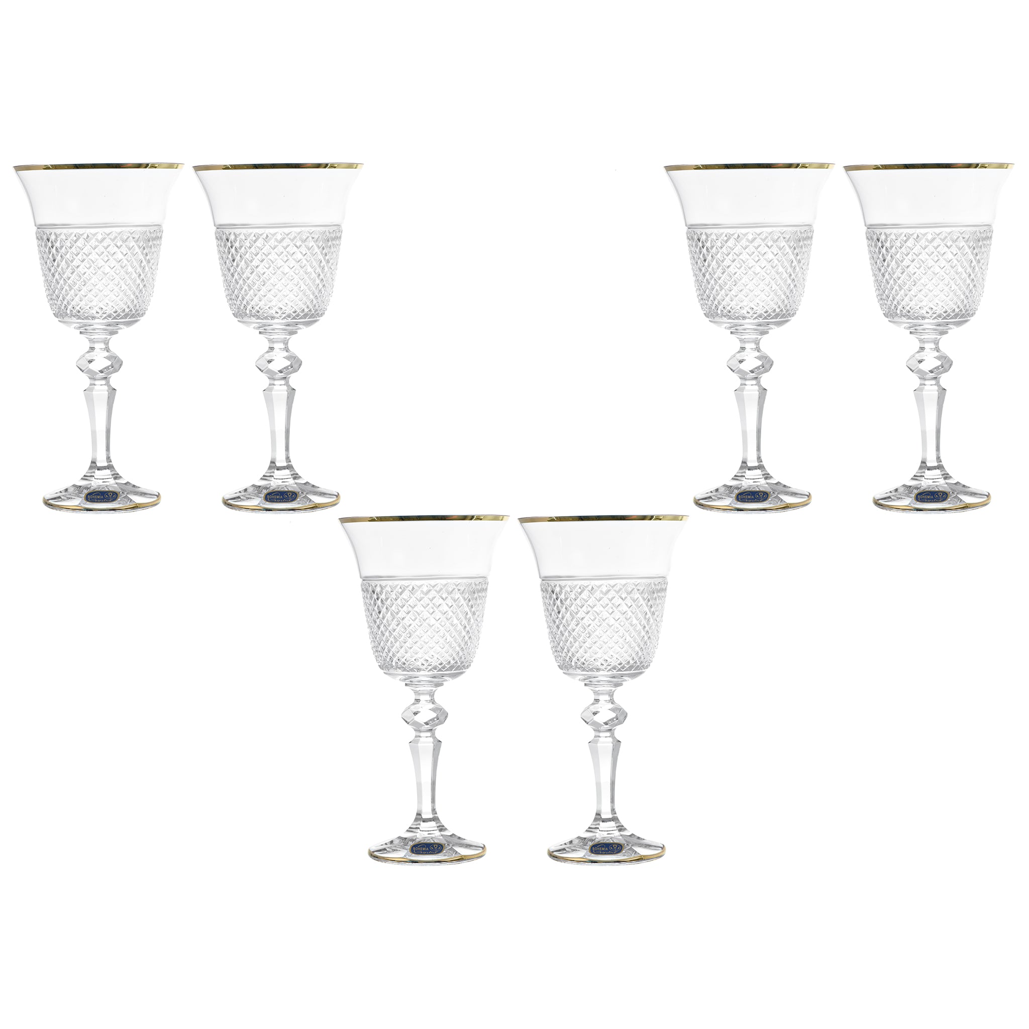 Bohemia Crystal - Goblet Glass Set 6 Pieces - Gold - 200ml- 39000675