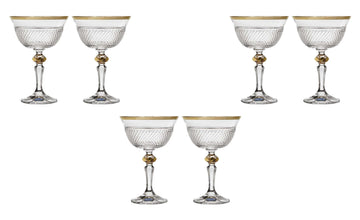 Bohemia Crystal - Cocktail Glass Set 6 Pieces - Gold - 180ml - 39000676