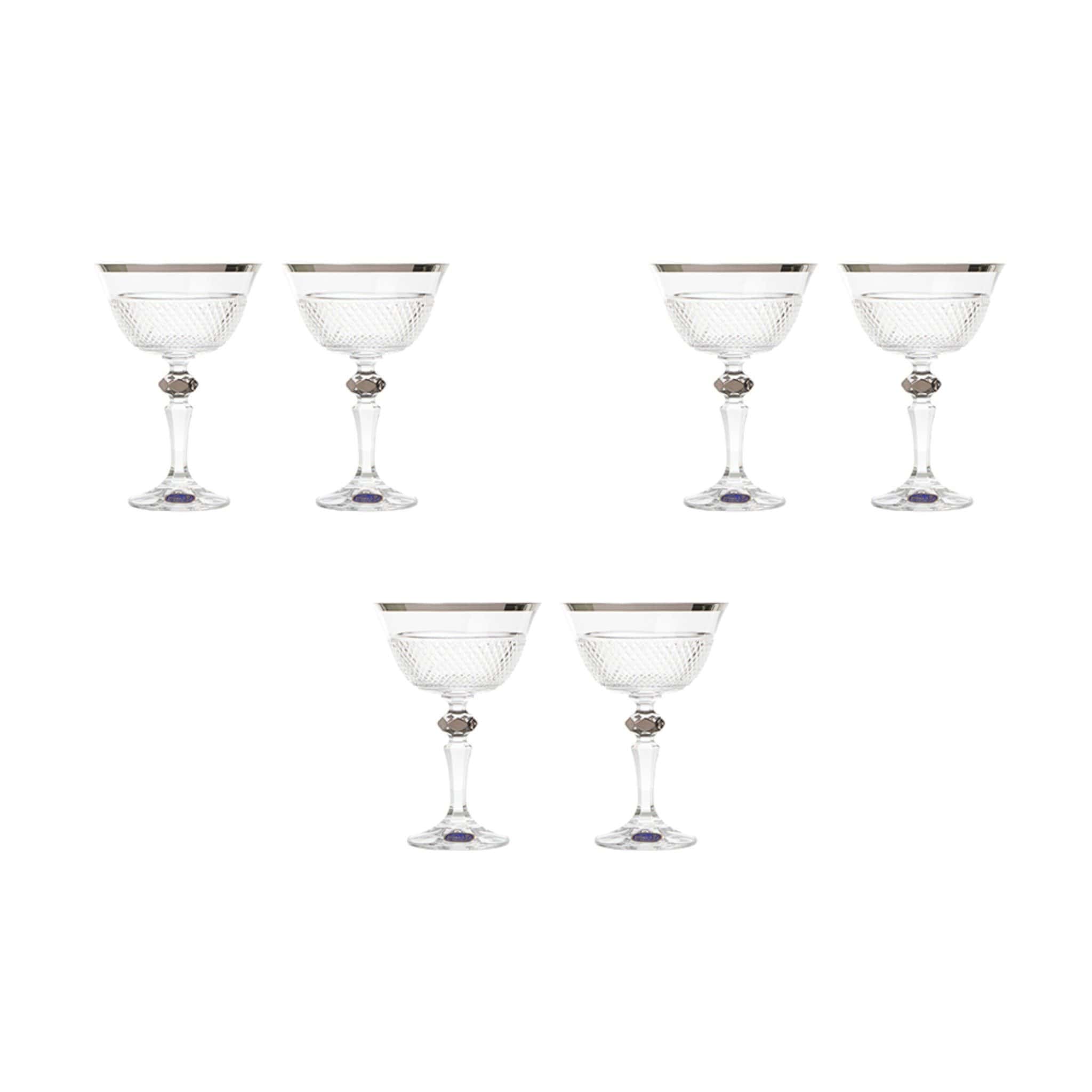 Bohemia Crystal Cocktail Glass Set 6 Pieces Silver 180ml 39000