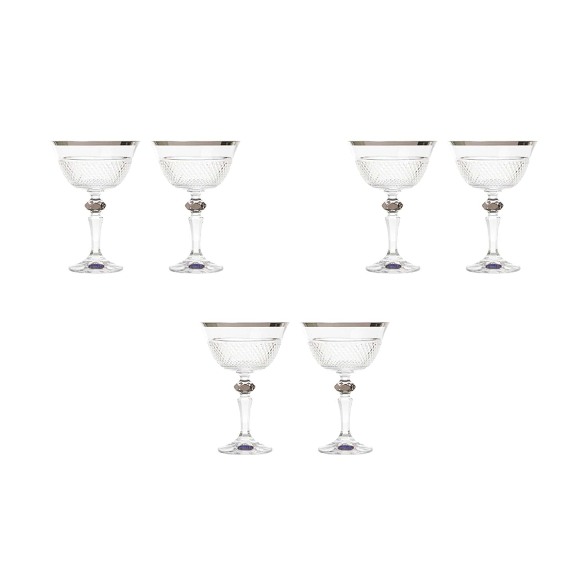 Bohemia Crystal - Cocktail Glass Set 6 Pieces - Silver - 180ml - 39000679