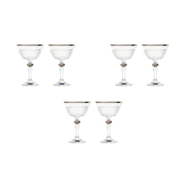 Bohemia Crystal - Cocktail Glass Set 6 Pieces - Silver - 180ml - 39000679