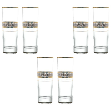 Pashbache - Highball Glass Set 6 Pieces - Silver & Gold - 320ml - 39000680