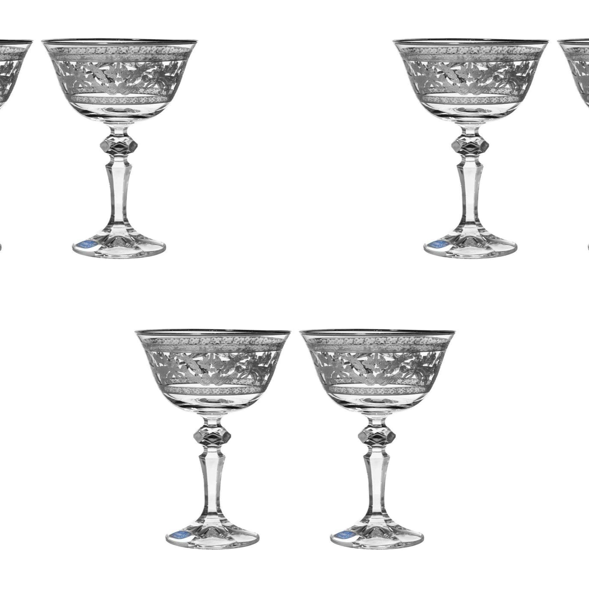Bohemia Crystal - Cocktail Glass Set 6 Pieces - Silver - 180ml - 39000683