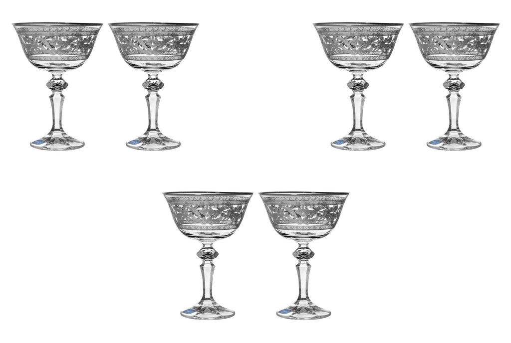 Bohemia Crystal - Cocktail Glass Set 6 Pieces - Silver - 180ml - 39000683