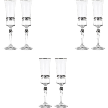 Bohemia Crystal - Flute Glass Set 6 Pieces - Silver - 150ml - 39000691