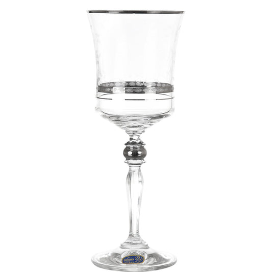 Bohemia Crystal - Goblet Glass Set 6 Pieces - Silver - 220ml - 39000692