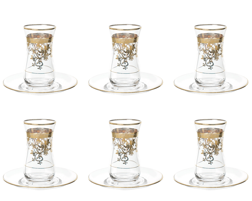 Pasabahce - Istikana Tea Set 6 Pieces - Gold - 100ml - 39000700