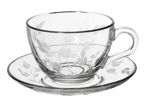 Pasabahce - Decorated Tea Set 6 Pieces - Silver- 39000725