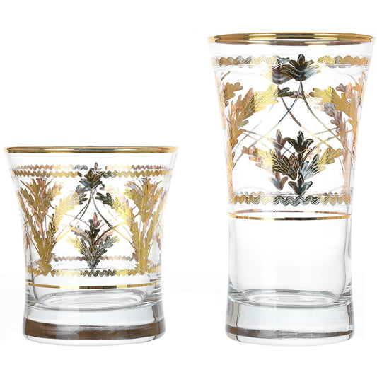 Pasabahce - Highball & Tumbler Glass Set 12 Pieces - Gold - 340ml & 250ml - 39000750