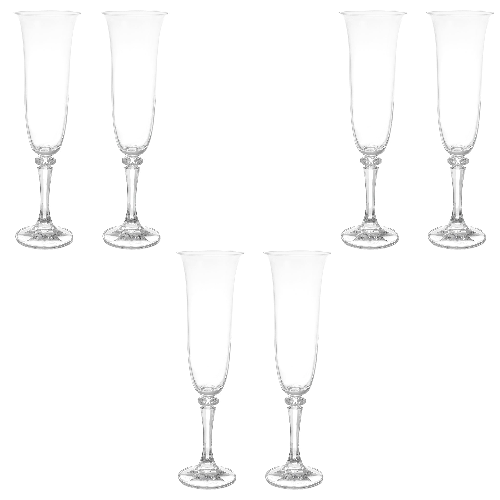 Bohemia Crystal Flute Glass Set 6 Pieces 150ml 39000762