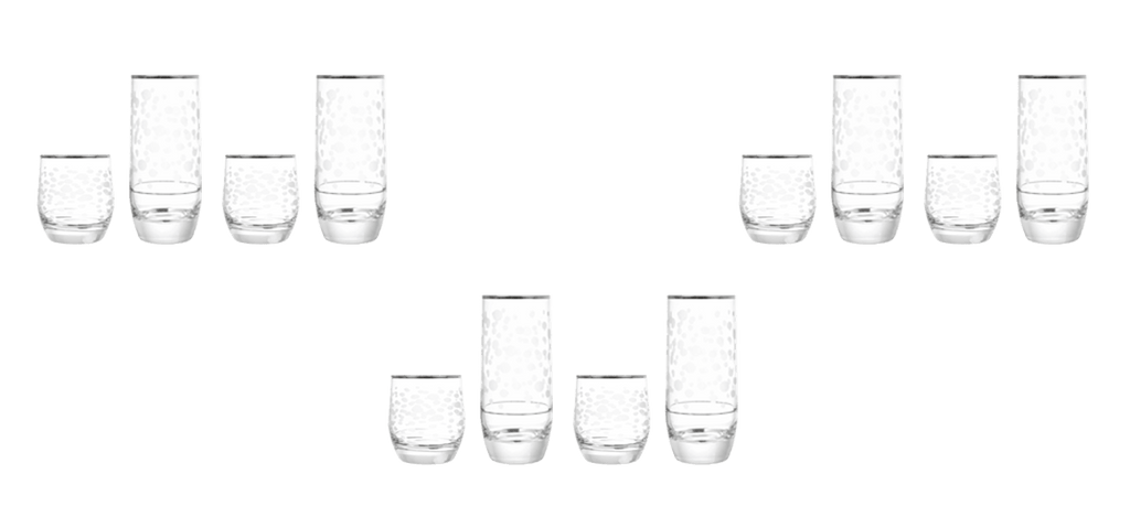 Pasabahce - Highball & Tumbler Glass Set 12 Pieces - Silver - 290ml & 250ml - 39000772